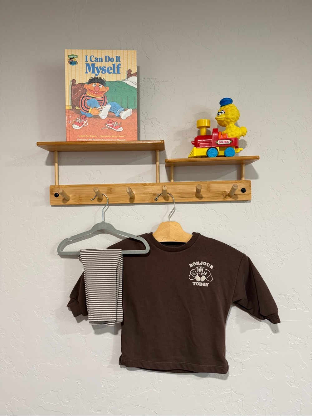 next Brown 'Bonjour Today' Kids Matching Set with Striped Leggings